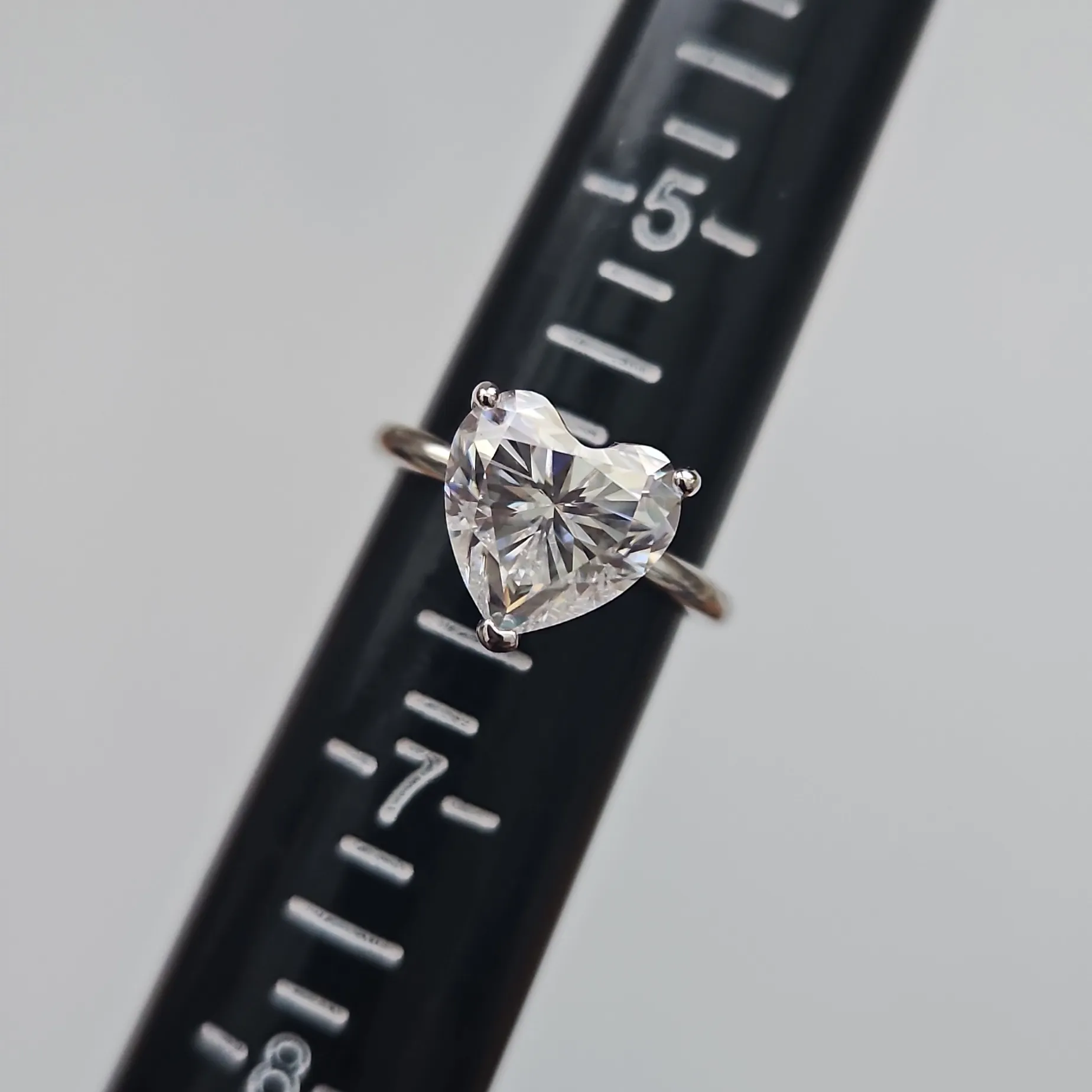 4ct Heart Moissanite Solitaire Ring Size 6 - Image 3