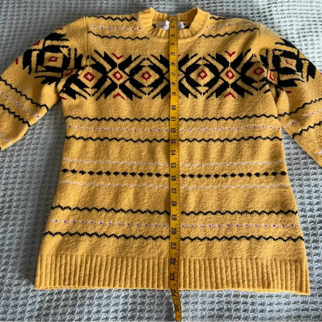 Vintage Casual Corner Wool Blend Fair Isle Sweater Womens Large Yellow Shirt Top - Image 8