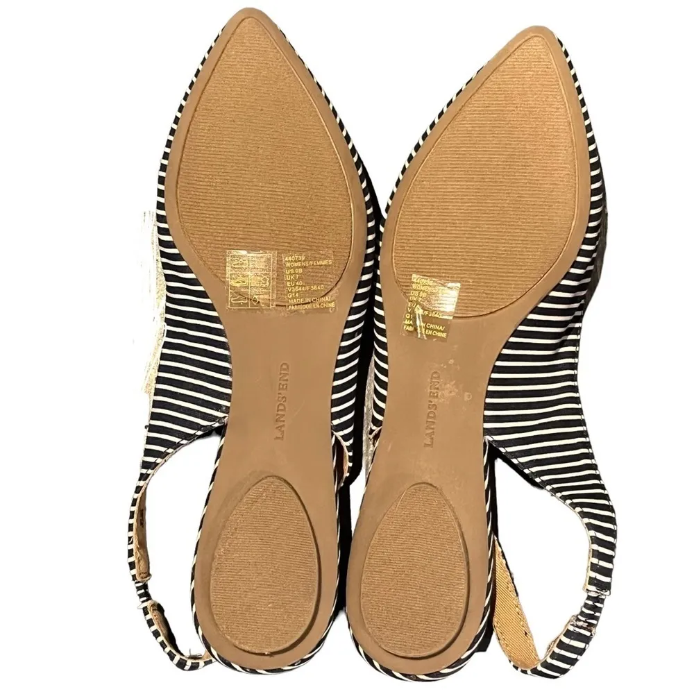 NEW Lands’ End Navy & White Striped Flats Blue Size 9 - Image 6
