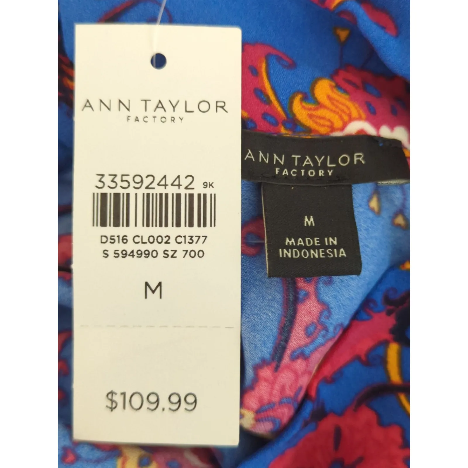 Ann Taylor Blue Floral Paisley Sleeveless Shift Midi Bohemian Dress Medium NWT - Image 11