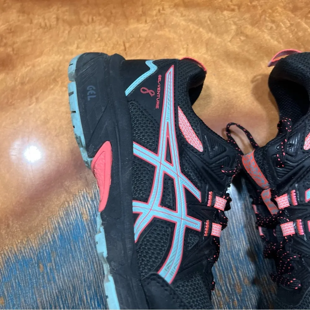 ASICS Gel-Venture 8 Black Pink blue Athletic Trail running shoes size 8.5 wide - Image 10
