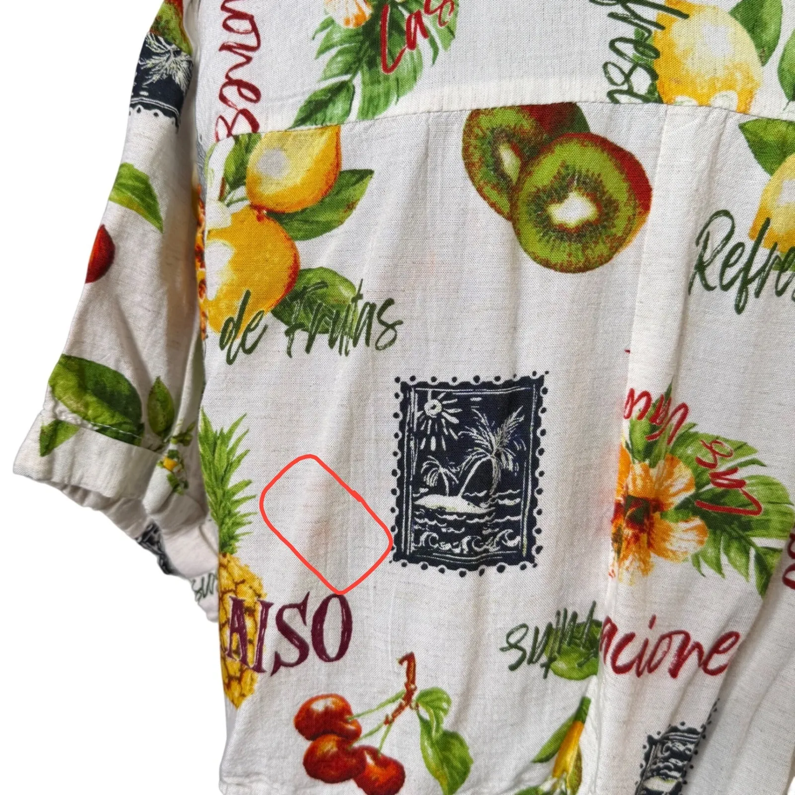 Live A Truth Fruit Print Crop Top Shorts Set Vacation Resortwear Size L Tropical White Size L - Image 5