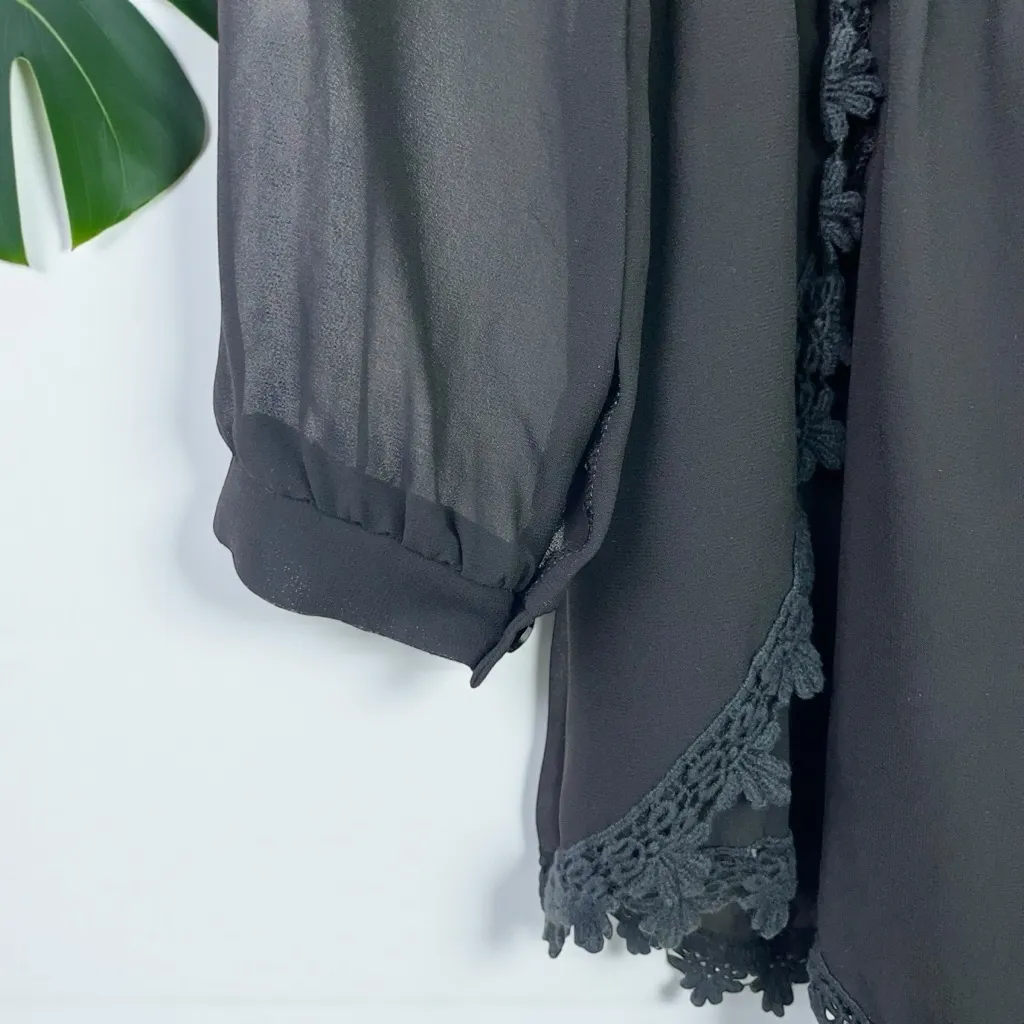 ASTR Long Sleeve Black Romper with Lace Trim - Image 10