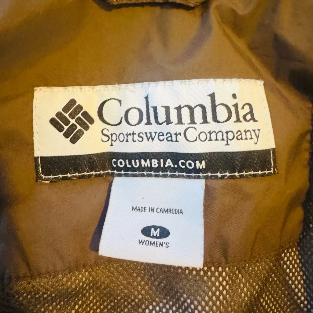 Columbia Omni - Tech Packable Wind/Rain Hooded Jacket Medium Brown/Pink PREOWNED - Image 12