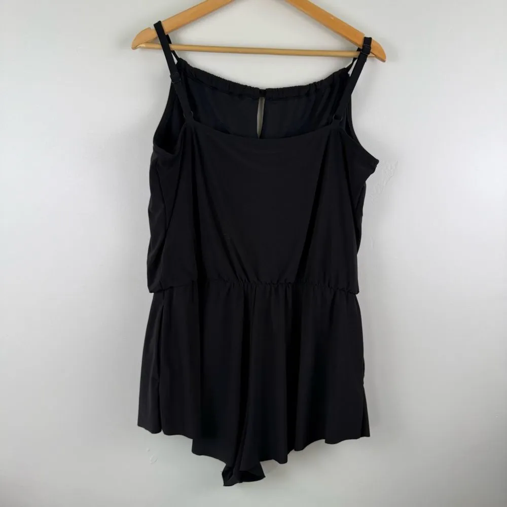 Aqua Green Women's XL Standard Keyhole Blouson Romper Black 676127R - Image 3