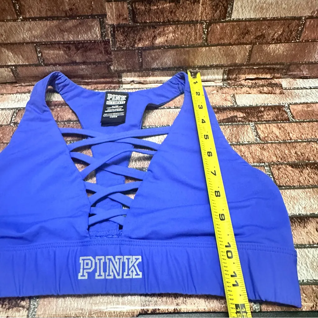 PINK Victoria's Secret Women's Blue Strappy Bralette size M - Image 5