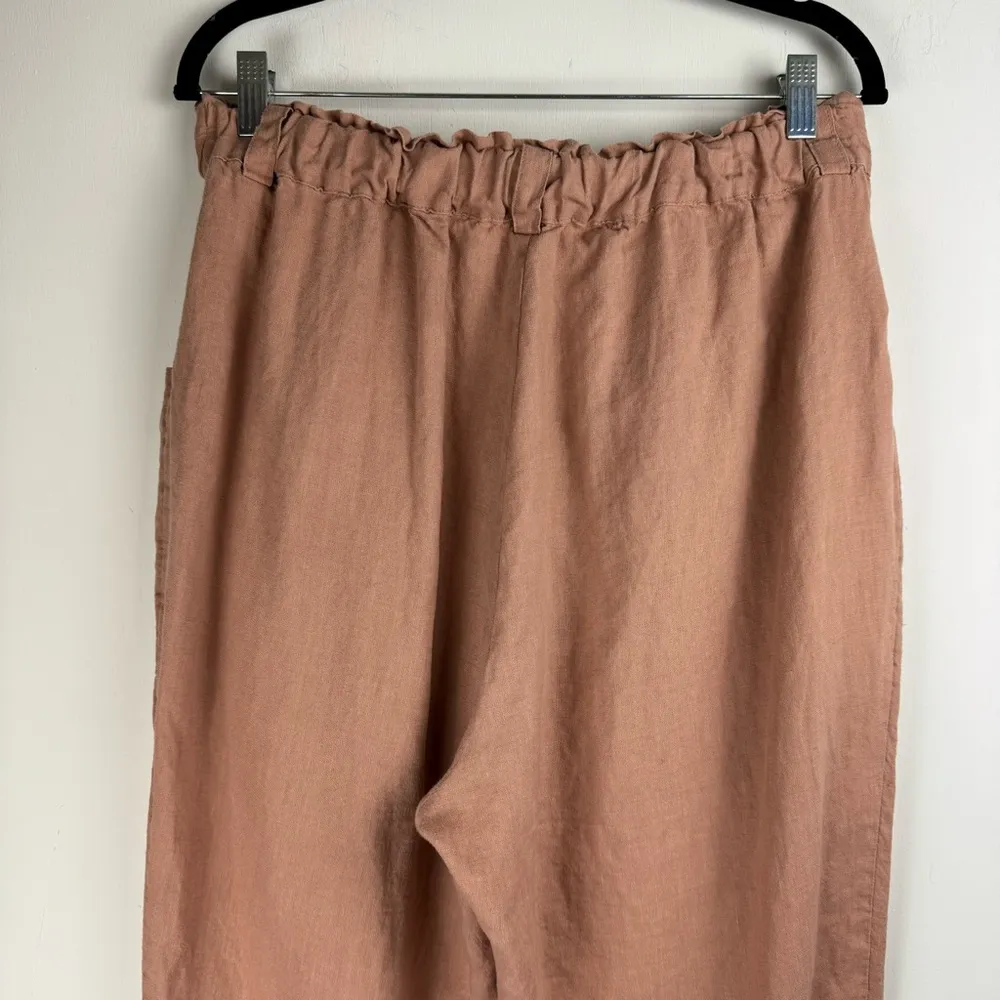 Magic Linen Tapered Cargo Pants Sz XL Rose Pink Elastic Waist Boho Chic - Image 12