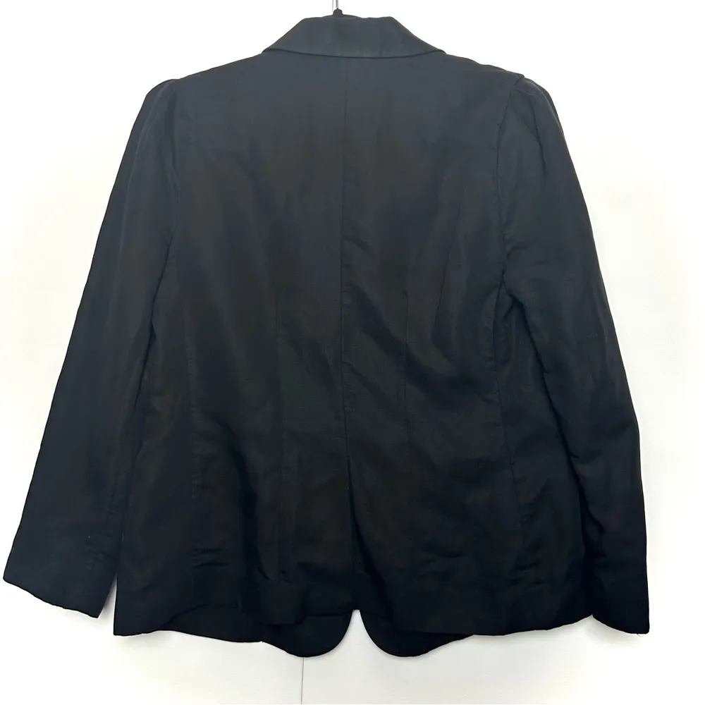 Frame One Button Pleated Linen Blazer in Black - Image 5