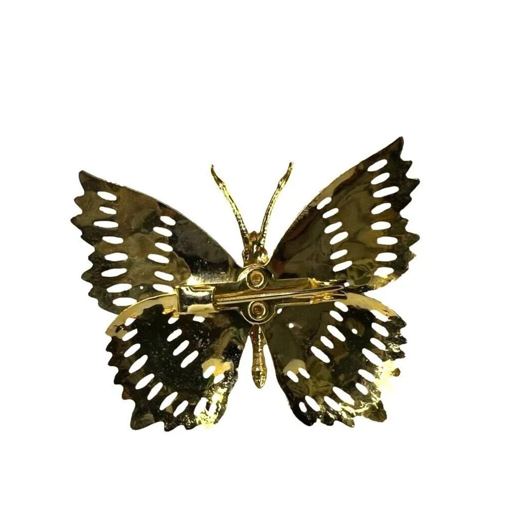 Vintage Butterfly Brooch Pin Delicate Gold Tone - Image 5
