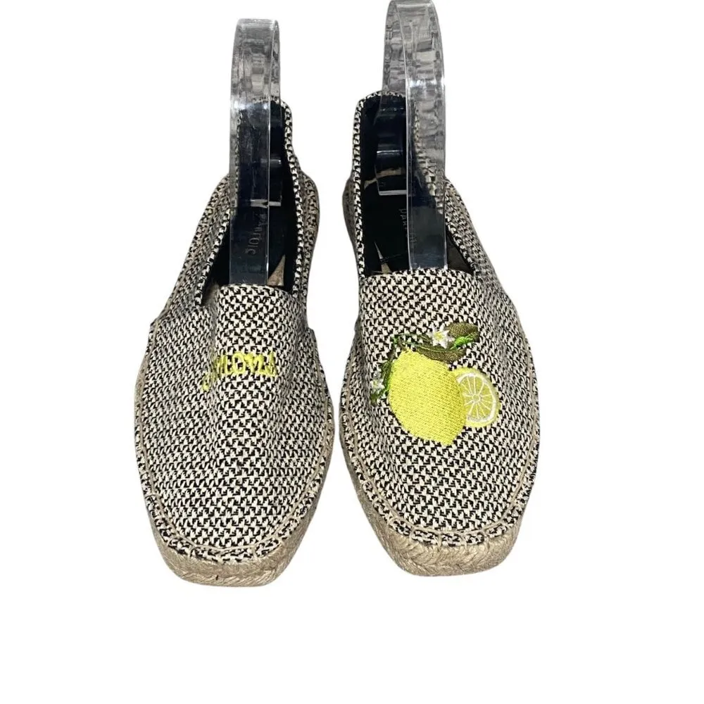 Parfois Lemon Embroidered Espadrille Flats Size 38 Yellow - Image 2