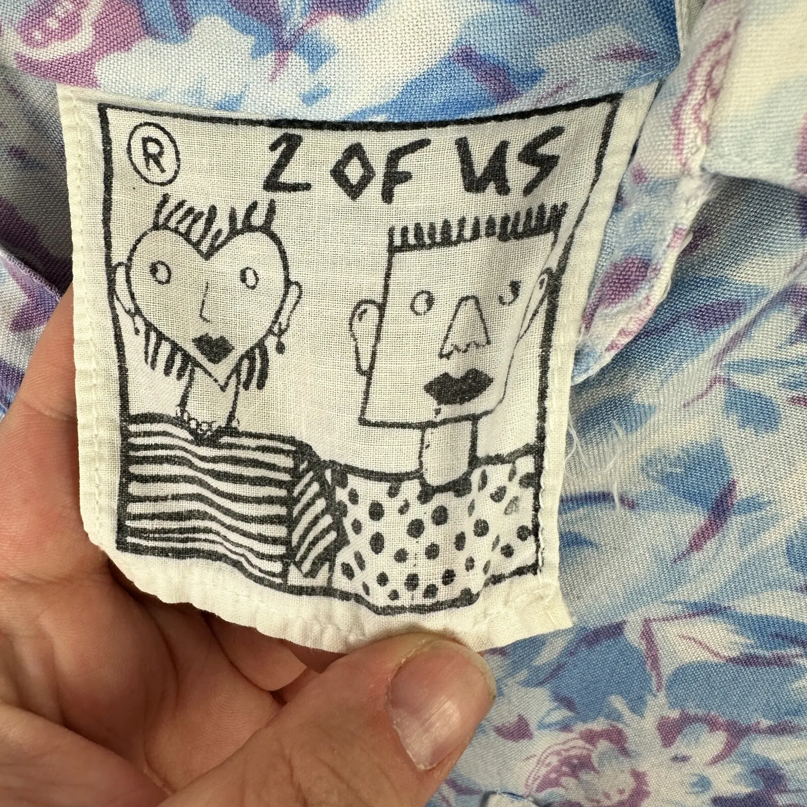 2 Of Us Floral Button‎ Down Shirt Women S Blue Purple Indie Grunge Y2K Soft Girl - Image 4