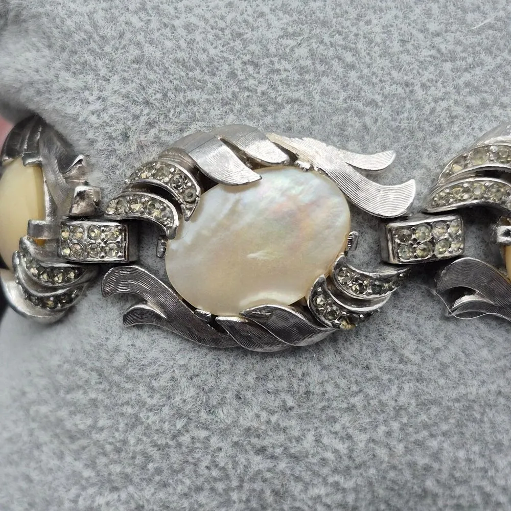 Rare 50's Crown Trifari Fantasia Series Bracelet MOP Silver Tone Alfred Philippe - Image 3