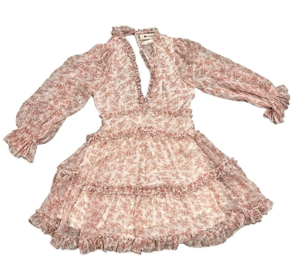 The Impeccable Pig Pink Floral Flounce Dress size Medium - Image 7