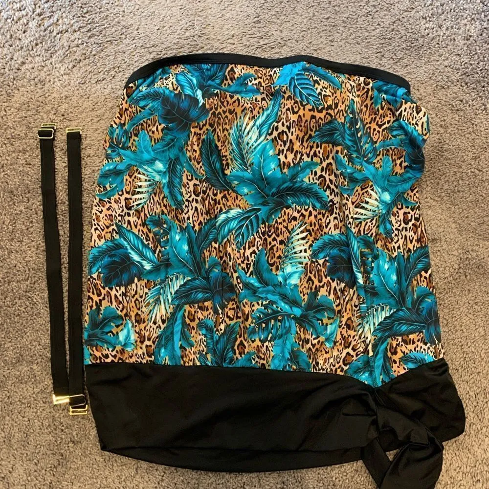 Kim Gravel x Swimsuits for All NWOT Tankini Size 22 Cheetah Print Black Blue - Image 3