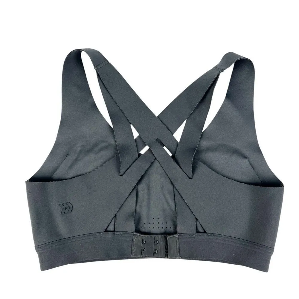 All In Motion Medium Support Dark Grey Sports Bra Strappy Back Size Small - Image 4