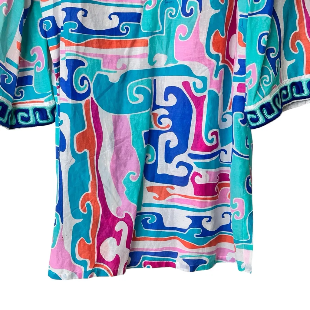 Trina Turk cascade Colorful Patterned  caftan Tunic swim cover up Dress S - Image 4