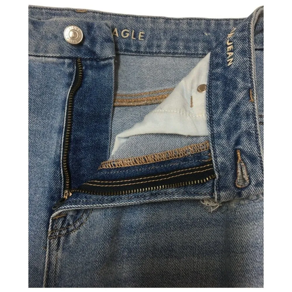 American Eagle Jeans Womens 8 Curvy Mom Jean 90s Distressed Light High Rise Blue - Image 11