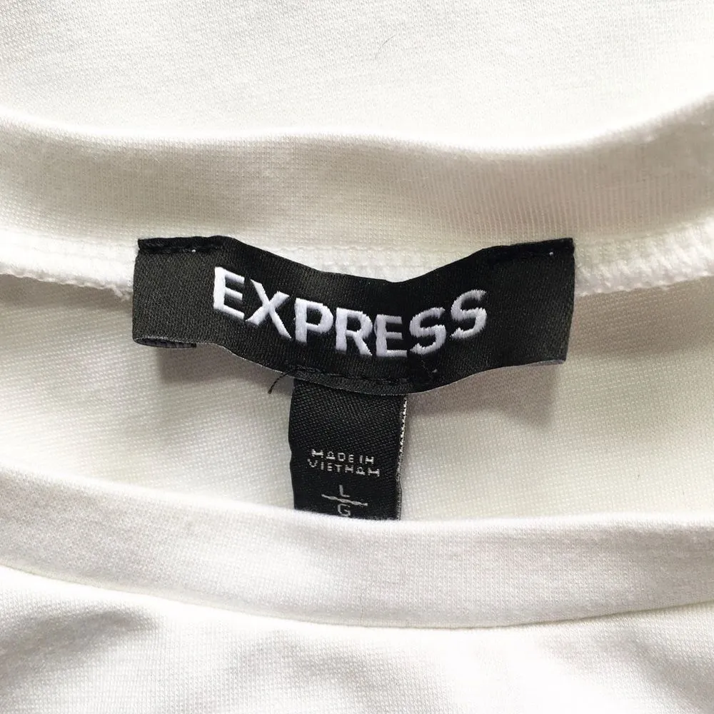 🔃Express White Short Sleeve Waist Tie Shirt - Image 8