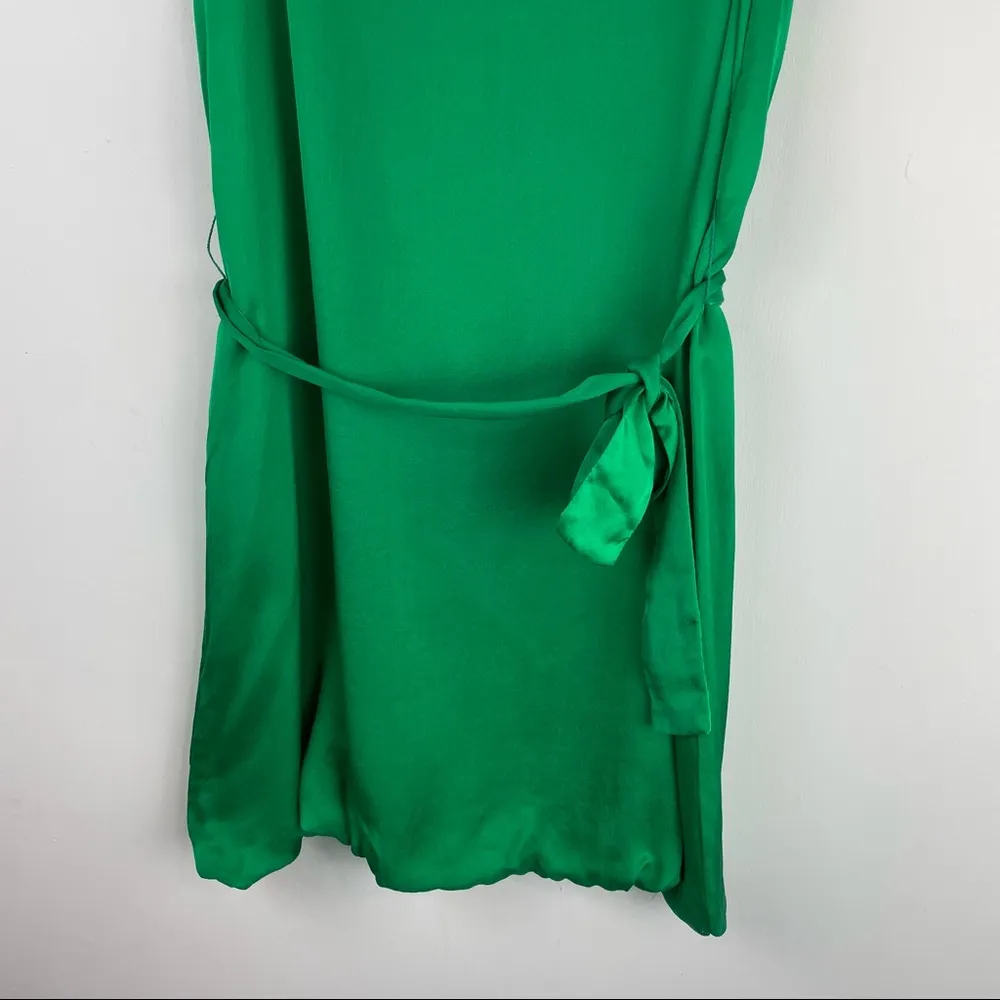 Alice + Olivia Green Silk Mini Dress Tie Waist Sleeveless - Image 4