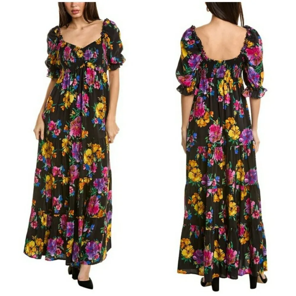 💕JOHNNY WAS JADE💕 Poppy Silk Maxi Dress ~ 100% Silk Floral Print Small S - Image 6