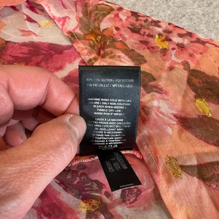 Vintage Y2K Express Sheer Kimono Robe Womens Small Pink Floral Romantic Fairy - Image 14