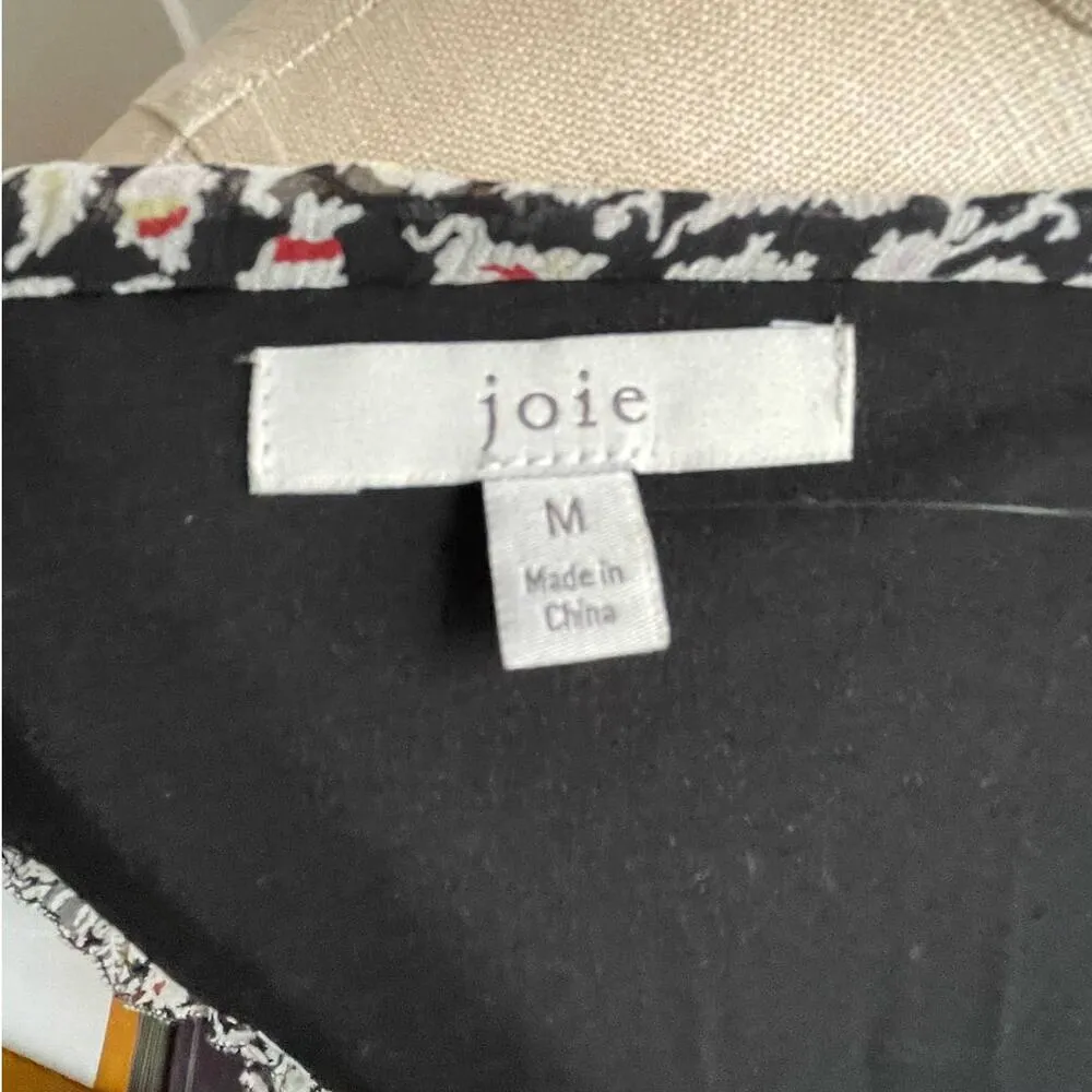 joie Ruffle Floral High Low 100% Silk Prairie Dress in Black & White Size Medium - Image 7