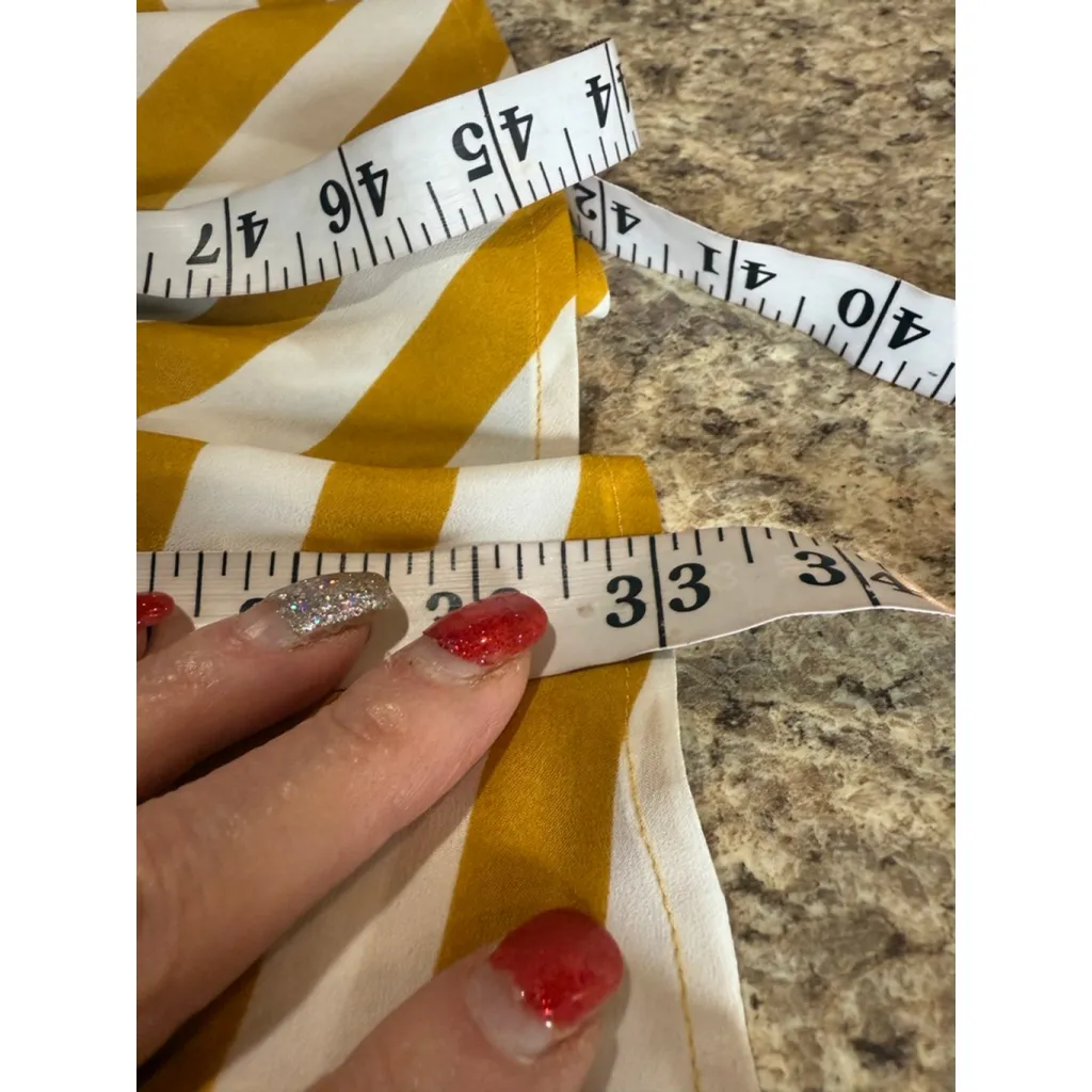 Women's Alythea Yellow White Striped V-Neck Mini Dress M - Image 6