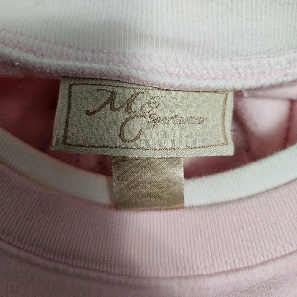Vintage M&C Sportswear Pink Embroidered Cat Mockneck Sweatshirt Size Large - Image 6