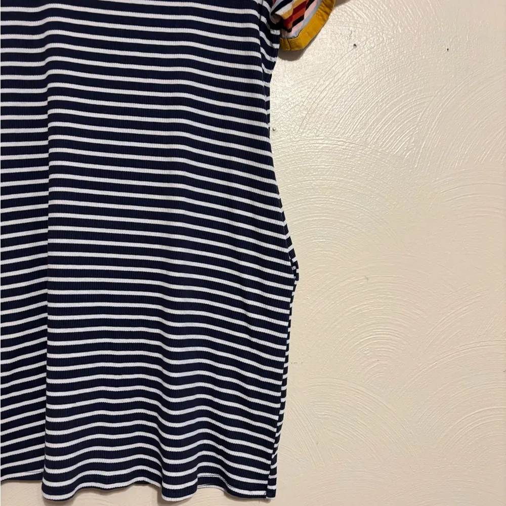Umgee Navy and Yellow Striped Mini Dress - Image 6