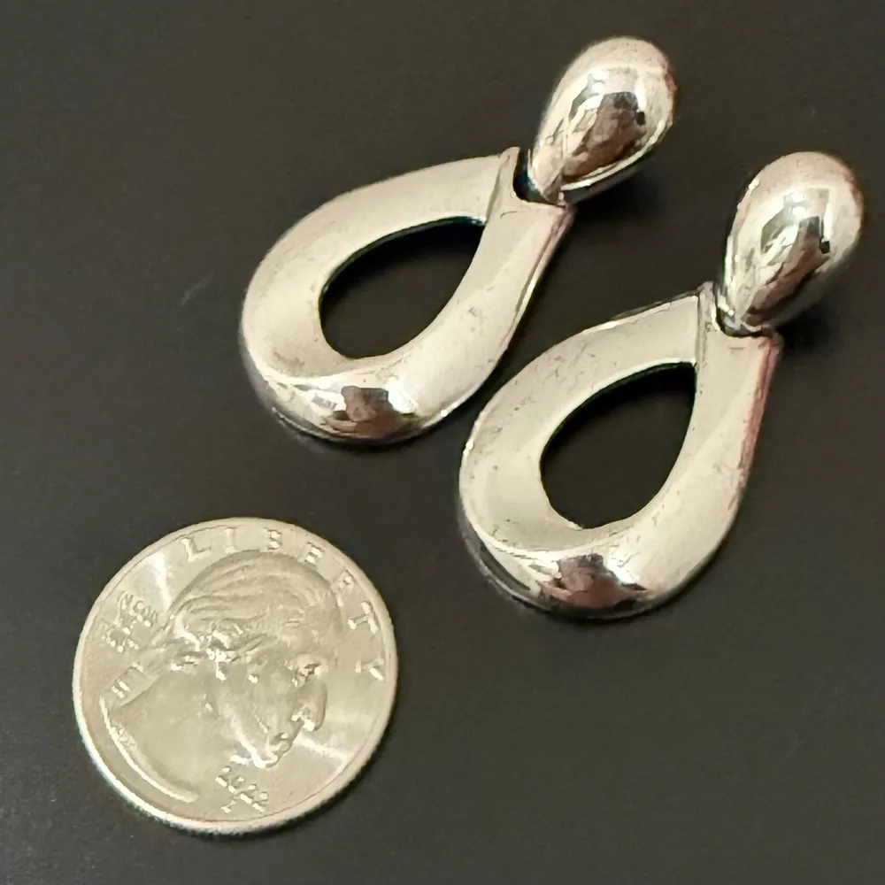 GIVENCHY Signed Silver-tone Doorknocker Statement Earrings 13g. - Image 6