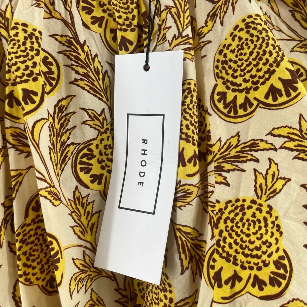 RHODE Rowan Top Size Large Garden of Dream Golden Floral Blouse Cotton NWT Yellow - Image 7