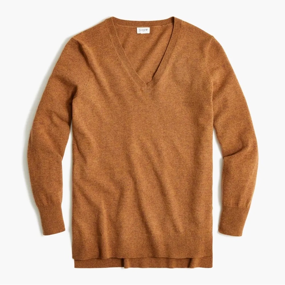NWT J. Crew Factory Wool-blend V-neck tunic sweater Brown / Size S - Image 7