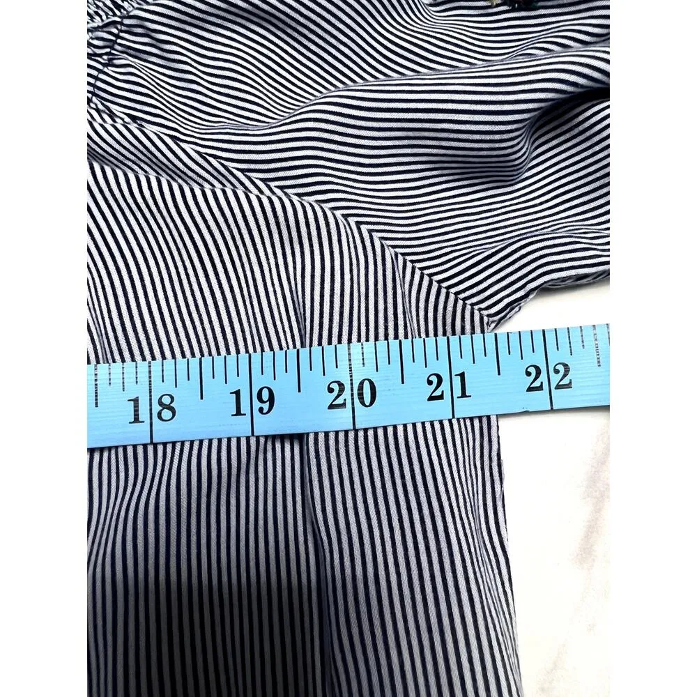 New Look Off the Shoulder Blue Striped Embroidered Sleeve Dress Boho Cottagecore - Image 7