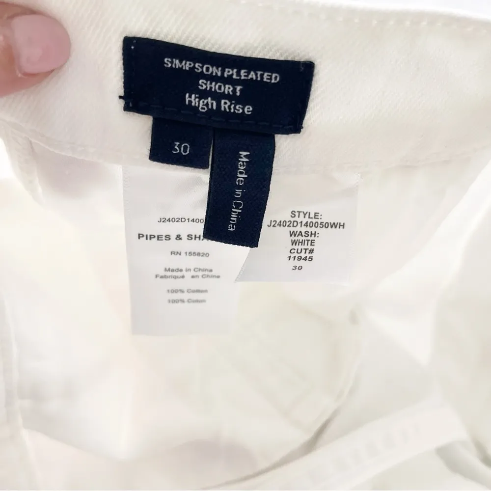 Veronica Beard Simpson Pleated High Rise Shorts in White - Image 9