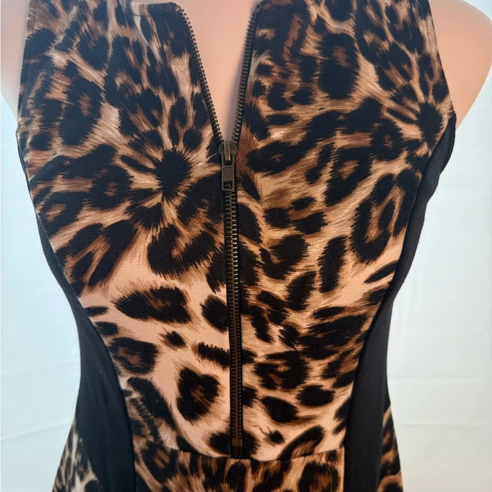 Bar III Black and Brown Fit and Flare Midi Dress - Image 2