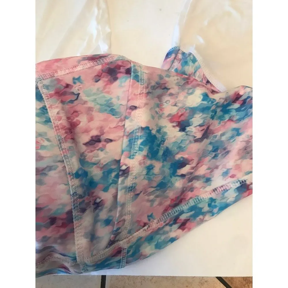 pbx pro pink and blue cotton candy like print athletic leggings size small - Image 8