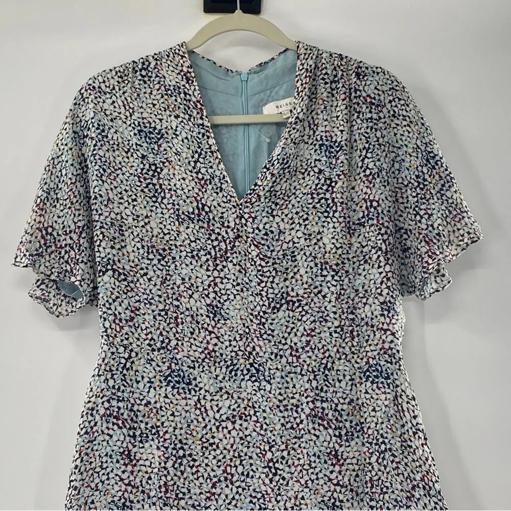 Reiss Multicolor Prose Ditsy Mosaic Print Silk Casual Dress Size 8 Medium Femme - Image 5