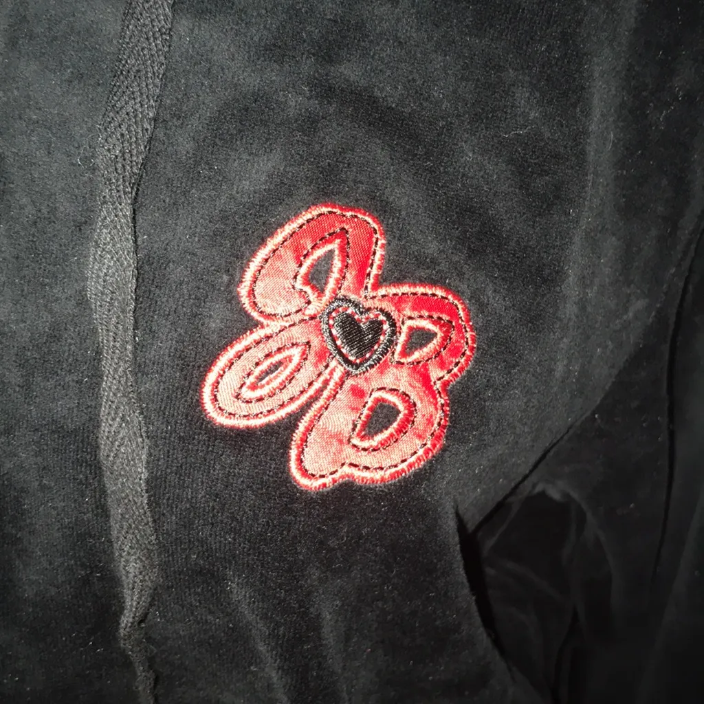 NWT Joe Boxer black velour track suit hoodie size L - Image 3