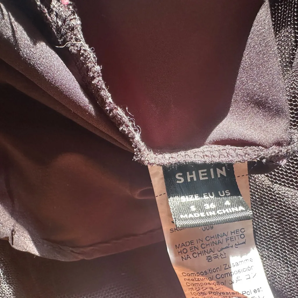 SHEIN BAE Summer Short Puff Sleeve Lace Splice Pleated Mini Dress, Size S - Image 8