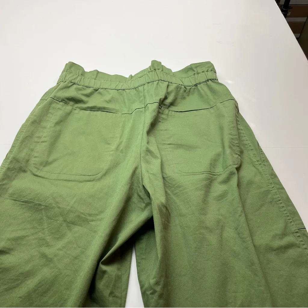 Sea New York Pant Paper Bag Tula‎ Button Fly Cotton Sage Green Wide Ankle Size 6 - Image 13