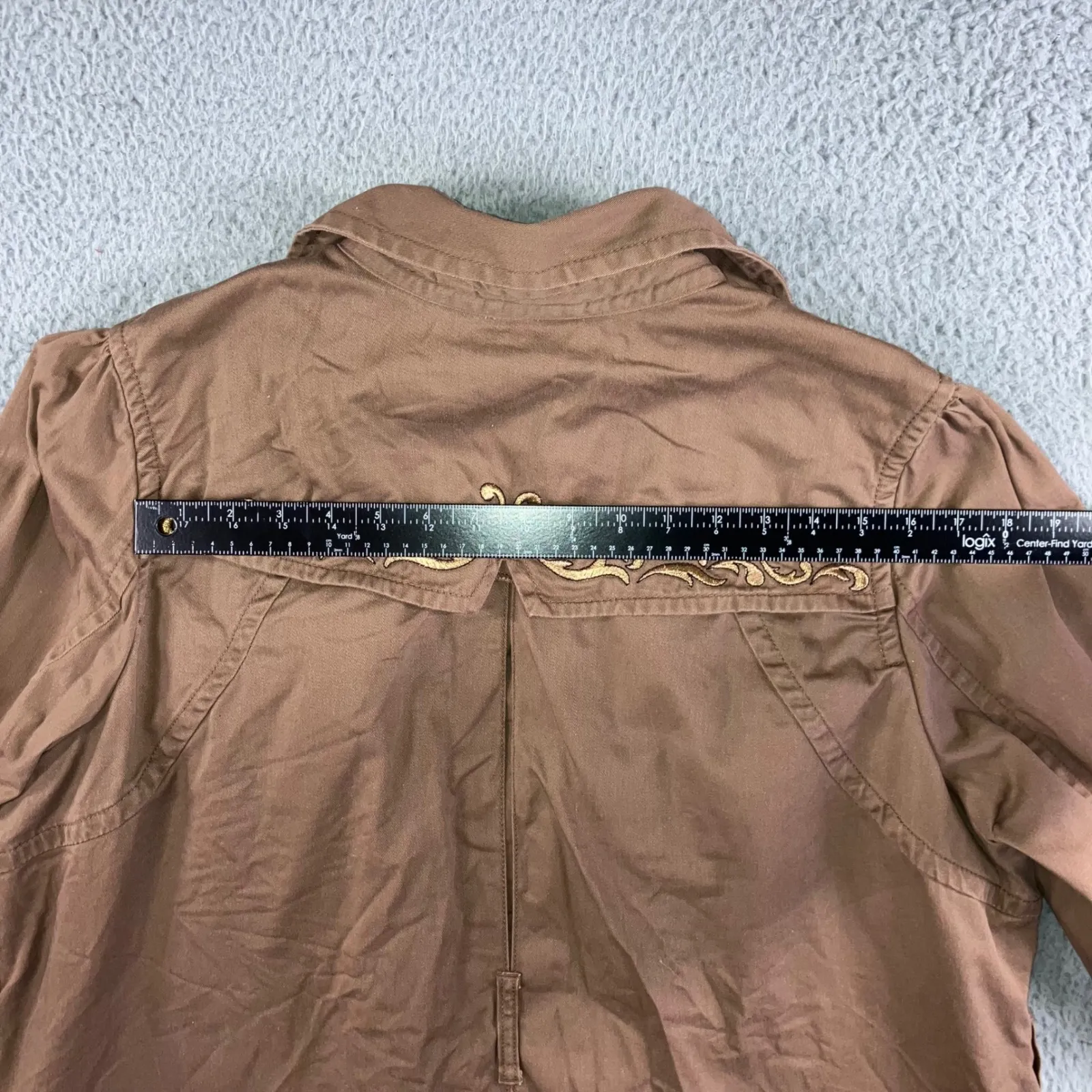 Venezia Double Breasted Trench Coat Jacket Women 18 20 Brown Embroidered Y2K Size undefined - Image 8