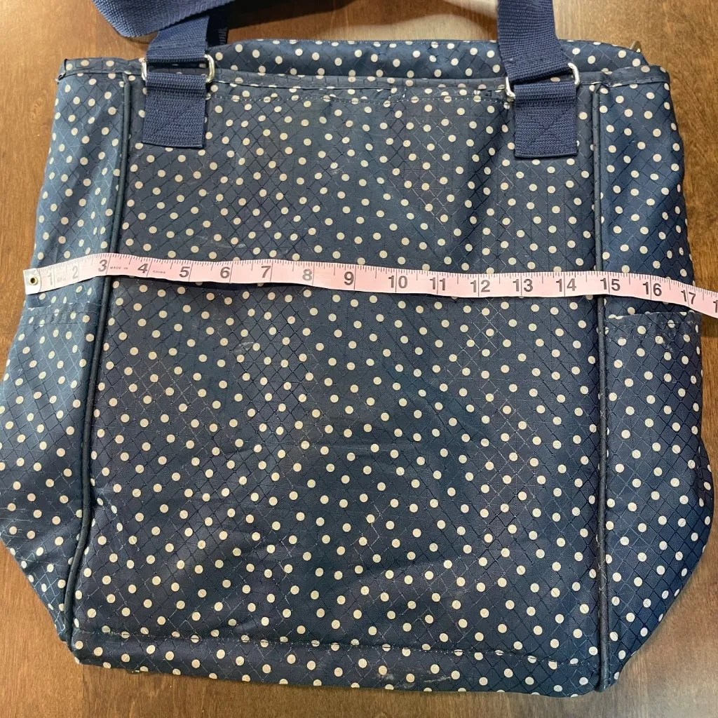 Thirty One Take Two Tote Backpack Navy Dancing Dot Embroidered "M" Diaper Bag‎ Blue - Image 9