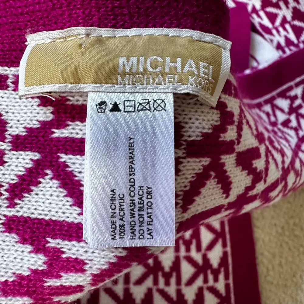 Michael Michael Kors Pink/White Repeating MK Logo Scarf - Image 2