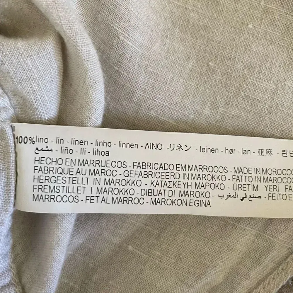 Zara Unisex Linen Relaxed Fit Button Down Long Sleeves Cream Ivory SZ L #1165 - Image 11