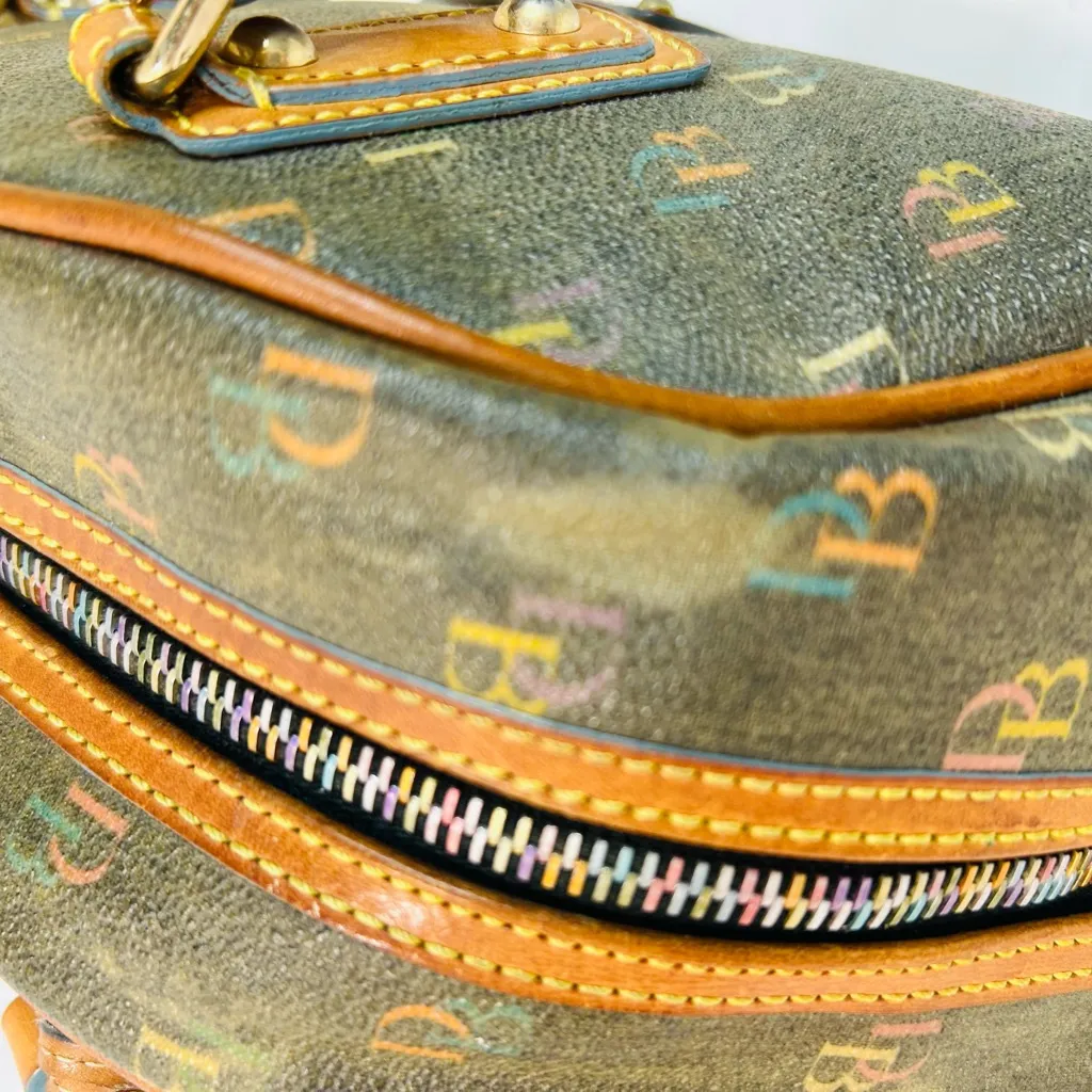 Vintage Y2K Dooney & Bourke Rainbow Signature Mini Bowler Bag in Black - Image 14