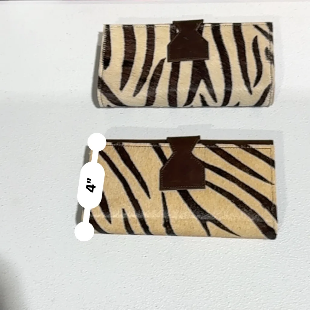 Lot Of 2 Real Handmade Animal Print Fur Leather Loop Closure Wallet/Hand Clutch - Image 9