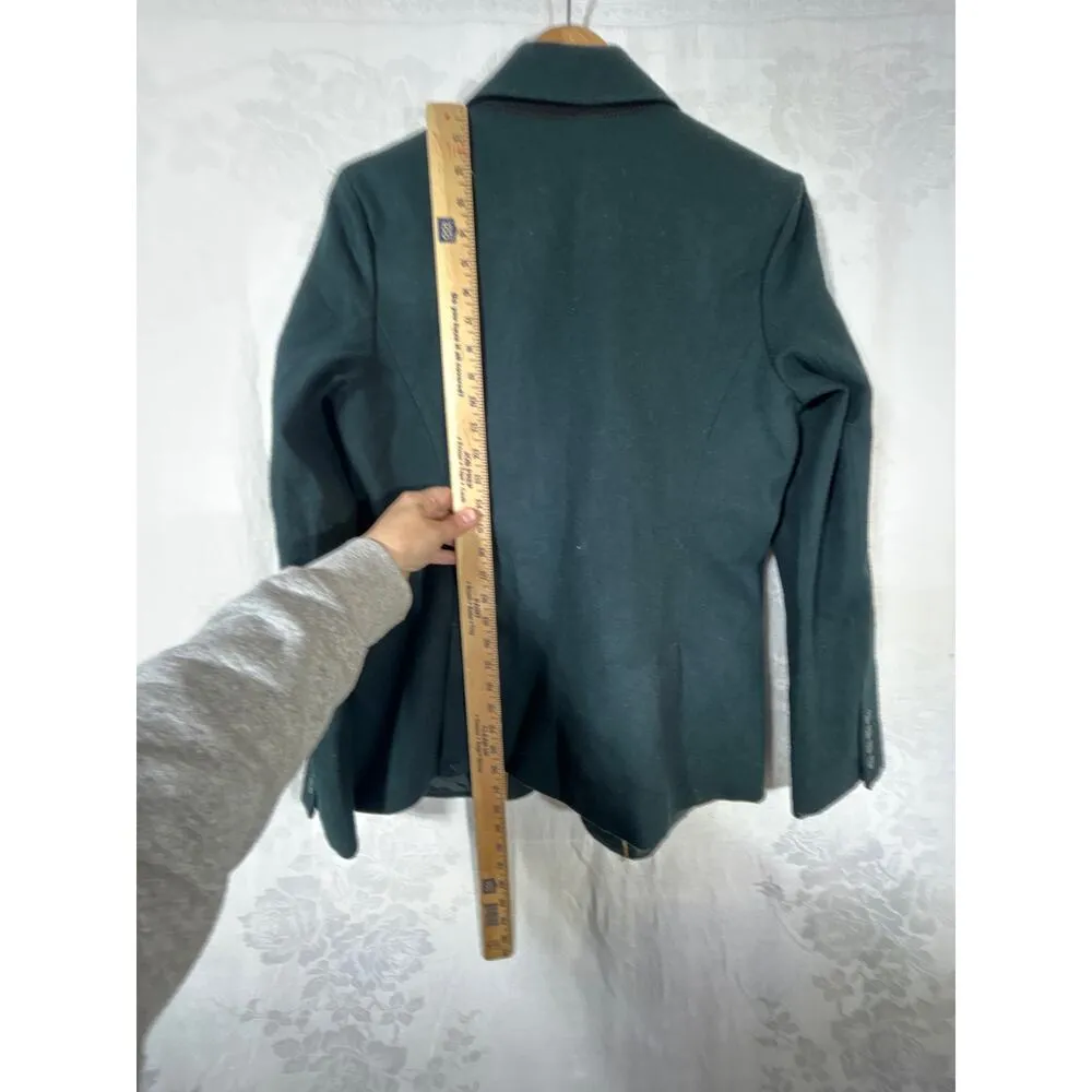 Eddie Bauer Blazer 10 Green Wool Blend Felt Classic Lined Equestrian - Image 9