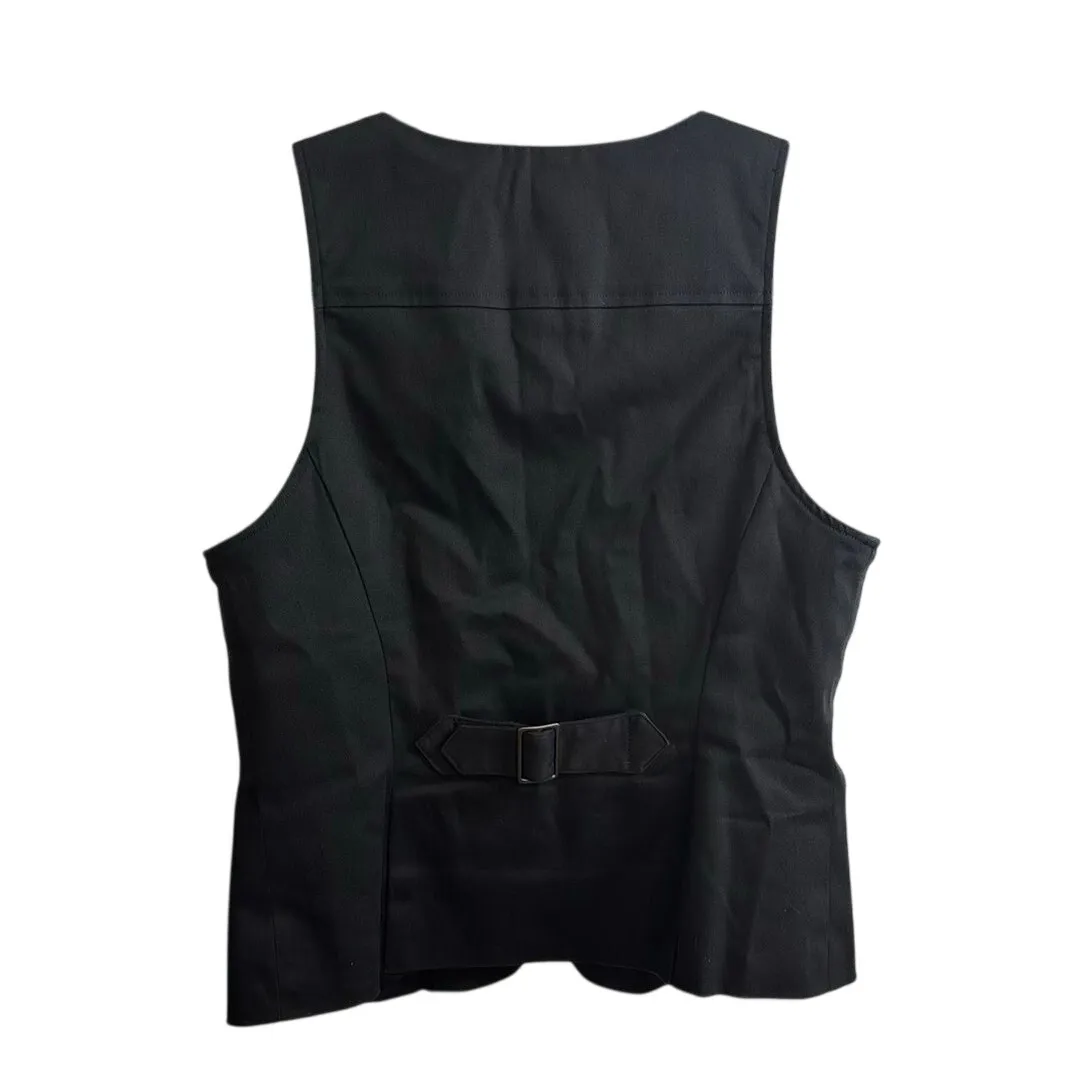 INC International Concepts Vest Womens 4 Black Faux Button Cropped V - Image 2