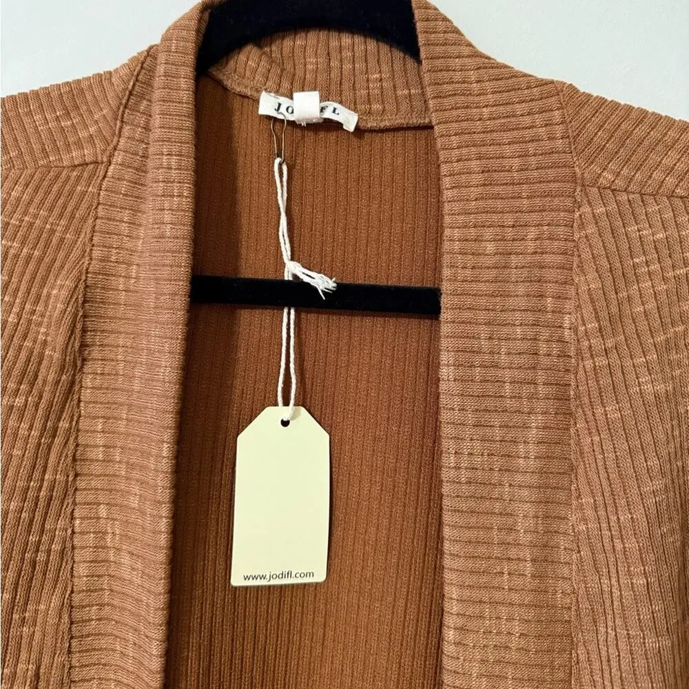 JODIFL size small short sleeve ribbed duster long cardigan pockets split sides - Image 4