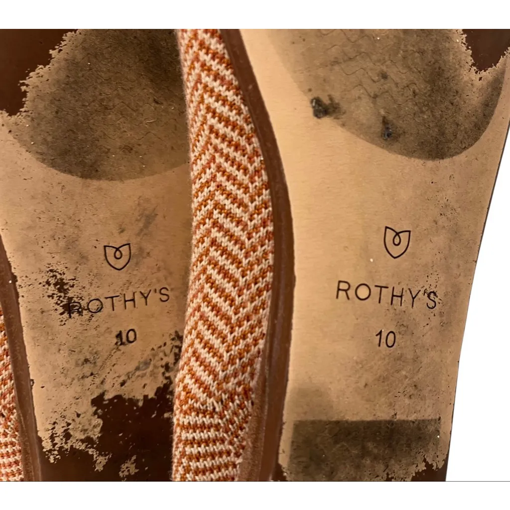 Rothy's The Merino Square Herringbone Flats Size 10 Women's Shoes Casual Orange - Image 7